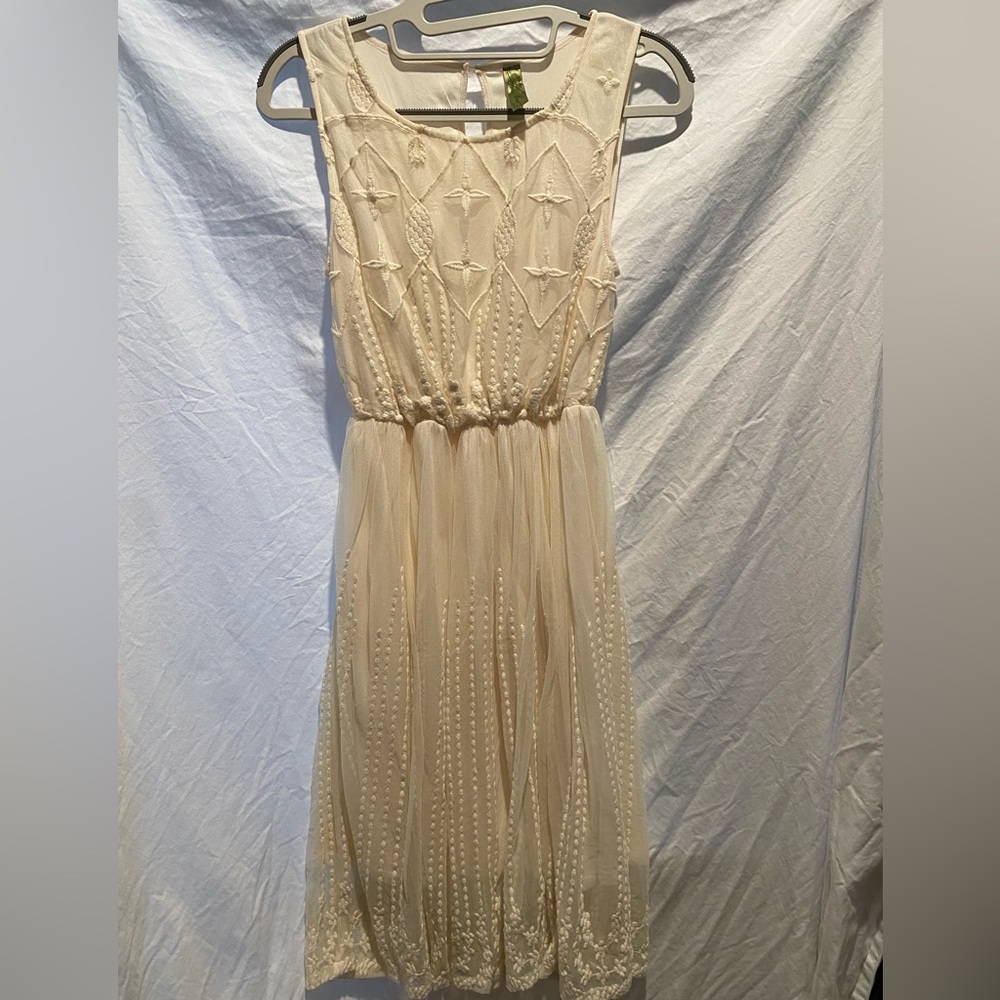 Lace Cream Tulle Mesh Dress Size Small